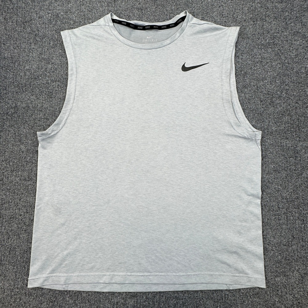 Nike Dri-FIT Sleeveless Shirt Mens XL Gray Training Tight Fit Muscle Gym Tee